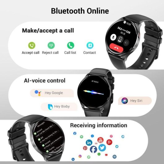 Blackview Sport Smartwatch Bluetooth AMOLED 1,43'' Schwarz Silikon/Nylon Armbänder