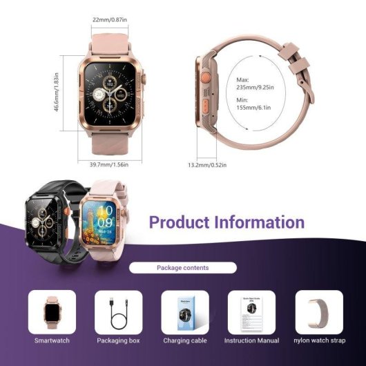 Blackview Relógio Inteligente GPS Bluetooth 1,83'' Rosa Resistente Água