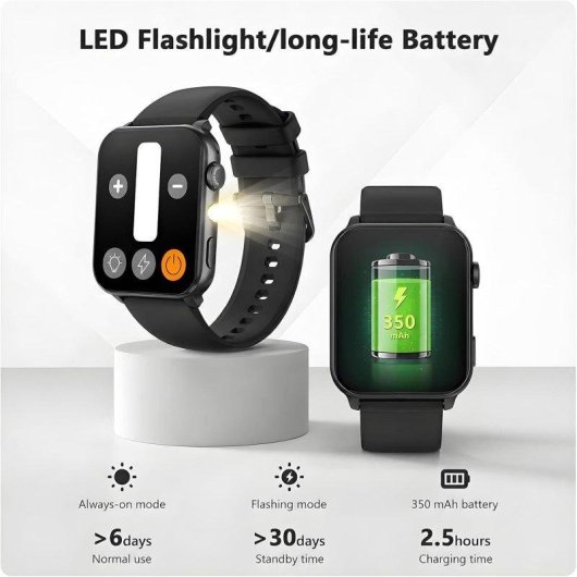 Blackview Watch Bluetooth 1,91'' Preto Podómetro Monitor SpO2 Atividade