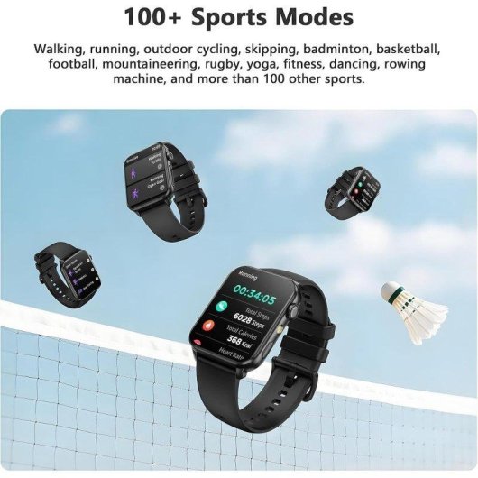 Blackview Watch Bluetooth 1,91'' Preto Podómetro Monitor SpO2 Atividade