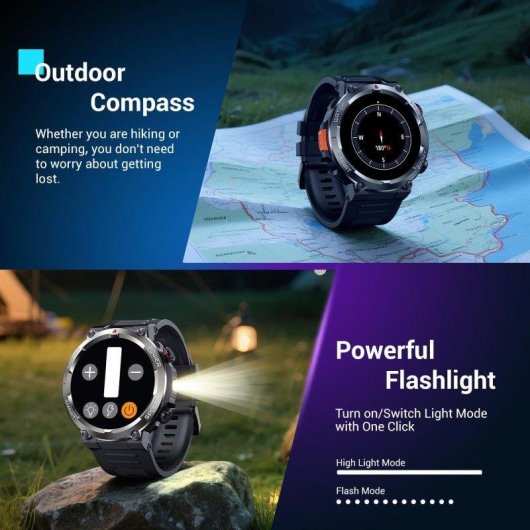 Blackview Relógio Inteligente Militar Homem Bluetooth 960mAh Preto Tamanho Único