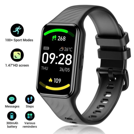 Blackview Sports Watch Bluetooth 1,47'' Preto Bracelete Silicone