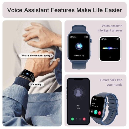 Blackview Bluetooth 5.2 1,91'' TFT 46,6x37,7x11,9 mm Blau Silikonarmband