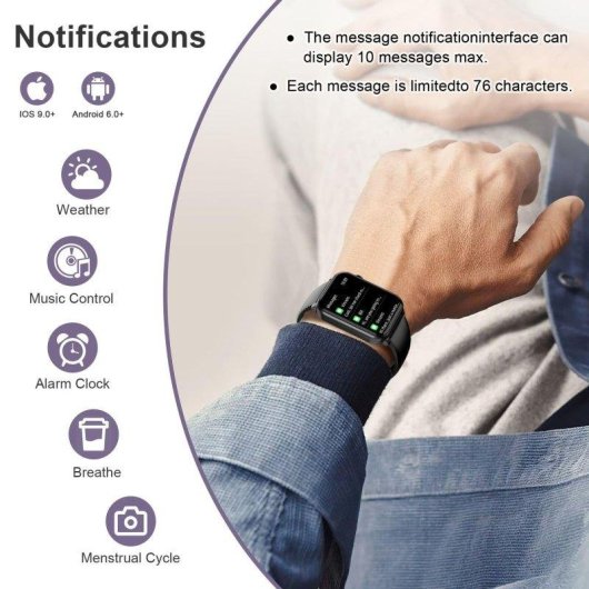 Blackview Bluetooth 5.2 1,91'' TFT 46,6x37,7x11,9 mm Blau Silikonarmband