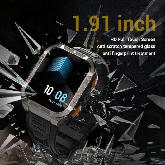 Blackview Smartwatch táctico Bluetooth GPS 1,91" Negro