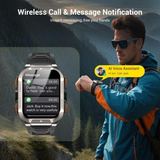 Blackview Smartwatch táctico Bluetooth GPS 1,91" Negro