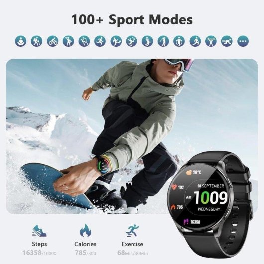 Blackview Smart Watch Bluetooth 1,43'' AMOLED Nero Cinturini Silicone e Nylon