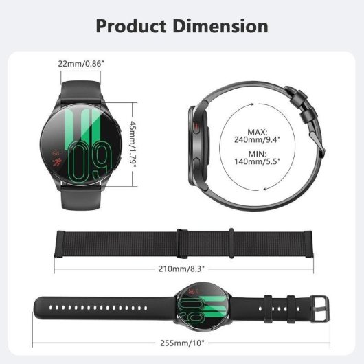Blackview Smart Watch Bluetooth 1,43'' AMOLED Nero Cinturini Silicone e Nylon