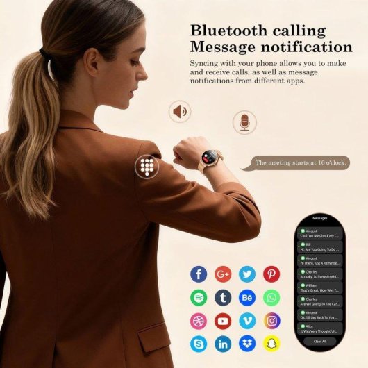 Blackview X30 Bluetooth 1,26'' Rose Gold Damen Smartwatch