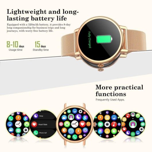 Blackview X30 Bluetooth 1,26'' Rose Gold Damen Smartwatch