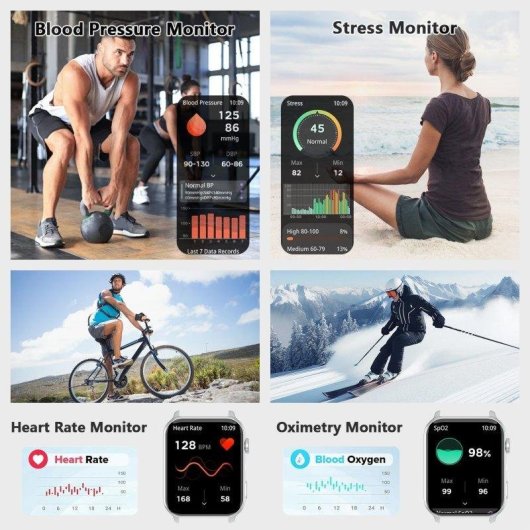 Blackview Watch Bluetooth 1,91'' Prateado Podómetro Monitor Saúde