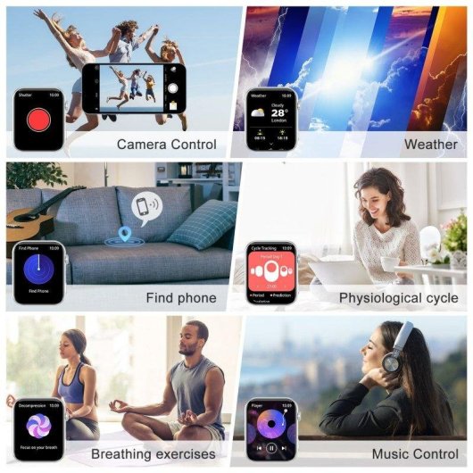 Blackview Watch Bluetooth 1,91'' Prateado Podómetro Monitor Saúde