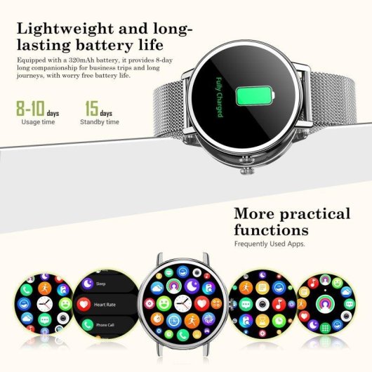 Blackview X30 Bluetooth 1,26'' Argento Smartwatch AMOLED Donna