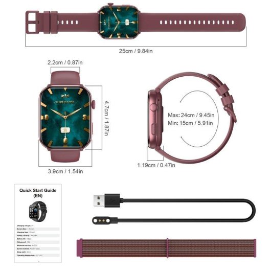 Blackview Smart Watch Bluetooth 1,96'' AMOLED Viola Resistente all'acqua