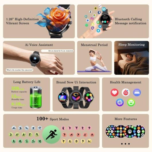 Blackview X30 Bluetooth 1,26'' Nero Smartwatch Donna