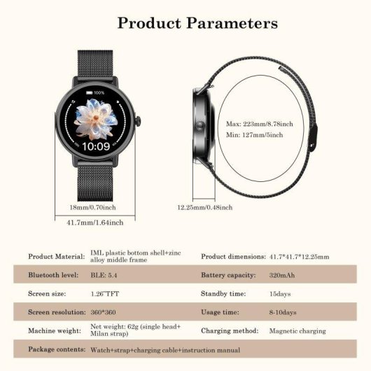 Blackview X30 Bluetooth 1,26'' Nero Smartwatch Donna