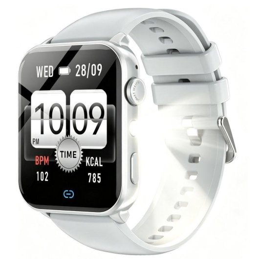 Blackview Smartwatch Bluetooth 1,91'' Silber Kunststoffgehäuse Silikonarmband