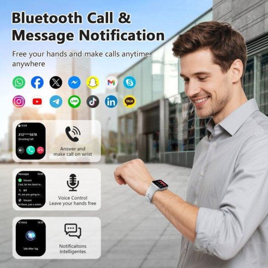 Blackview Smartwatch Bluetooth 1,91'' Silber Kunststoffgehäuse Silikonarmband