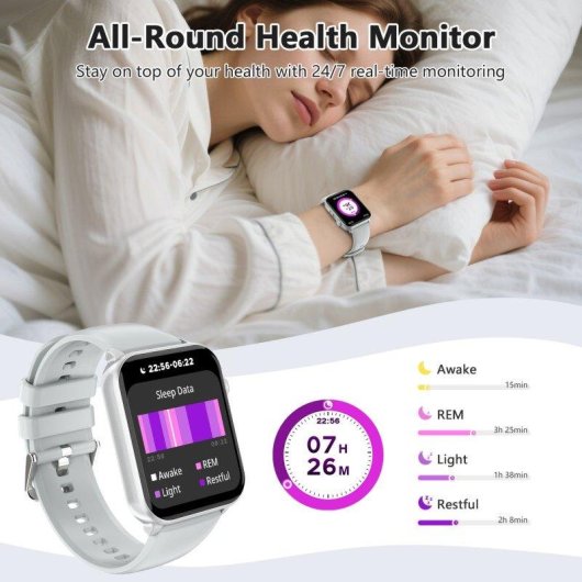 Blackview Smartwatch Bluetooth 1,91'' Silber Kunststoffgehäuse Silikonarmband