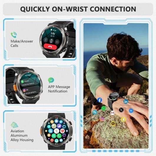 Blackview W50Pro Bluetooth 1,45'' Nero Orologio Outdoor Resistente Uomo