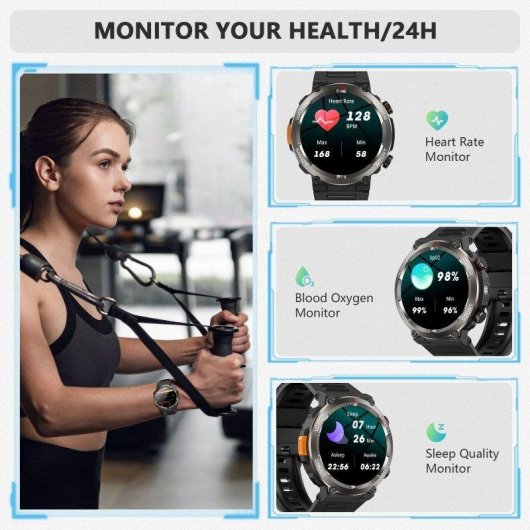 Blackview W50Pro Bluetooth 1,45'' Nero Orologio Outdoor Resistente Uomo
