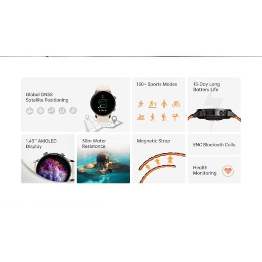 Black Shark S3 GPS AMOLED 1,43" Plata Correa magnética