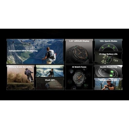 Black Shark GS3 GPS AMOLED 1,43'' Preto GPS 21 Dias Autonomia