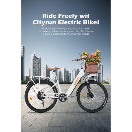 Vélo electrique Cysum Cityrun-26 250W 36V10Ah 26 pouces Blanc