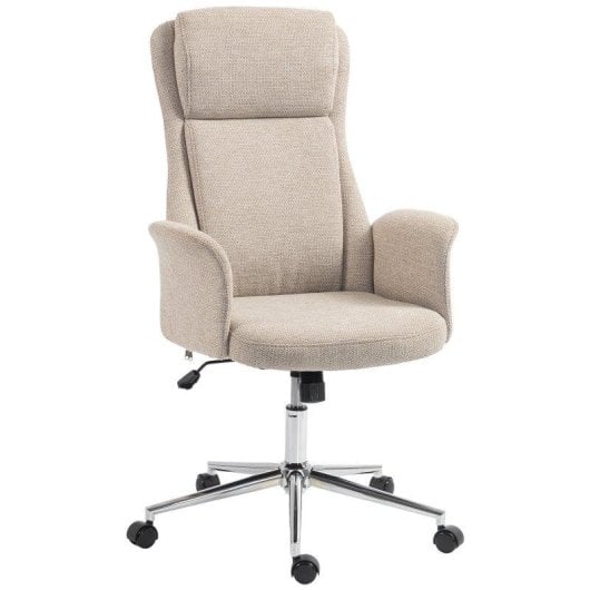 Silla de Escritorio Homcom Chenilla Beige Giratoria