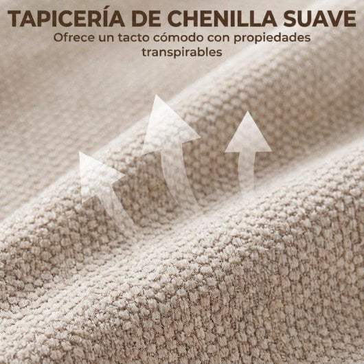 Silla de Escritorio Homcom Chenilla Beige Giratoria