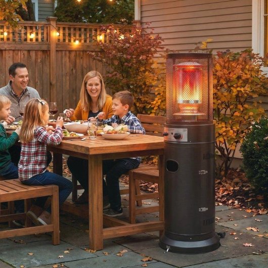 Estufa de Exterior a Gás Outsunny 11 kW com Segurança Antitombo e Rodas