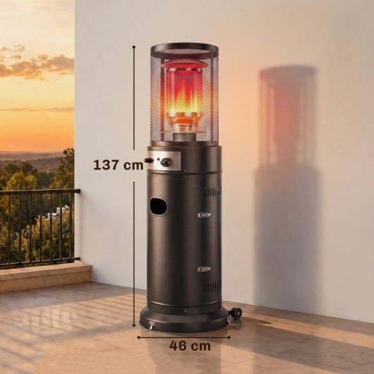 Estufa de Exterior a Gás Outsunny 11 kW com Segurança Antitombo e Rodas