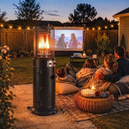 Estufa de Exterior a Gás Outsunny 11 kW com Segurança Antitombo e Rodas