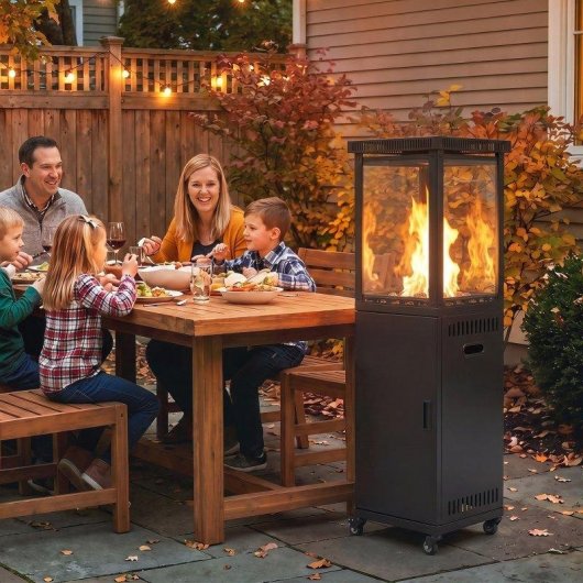 Estufa de Exterior a Gás Outsunny 13 kW com Regulação Contínua e Rodas