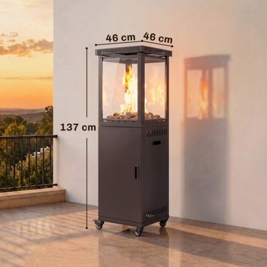Estufa de Exterior a Gás Outsunny 13 kW com Regulação Contínua e Rodas