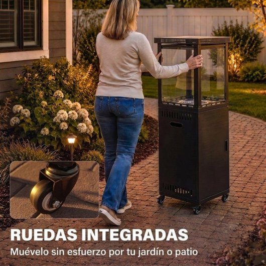 Estufa de Exterior a Gás Outsunny 13 kW com Regulação Contínua e Rodas