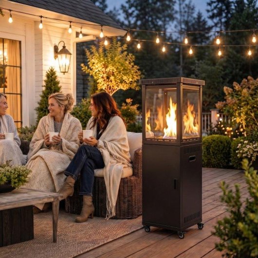 Estufa de Exterior a Gás Outsunny 13 kW com Regulação Contínua e Rodas