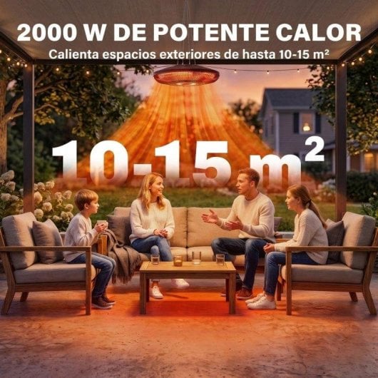 Aquecedor Infravermelhos Suspenso Outsunny 2000W com Luz LED