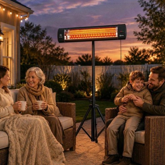 Calefactor de exterior Outsunny 842-486V90BK 2500W infrarrojo trípode