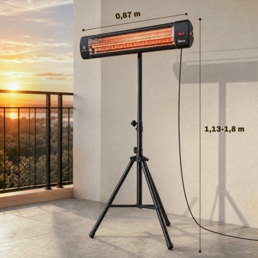Calefactor de exterior Outsunny 842-486V90BK 2500W infrarrojo trípode
