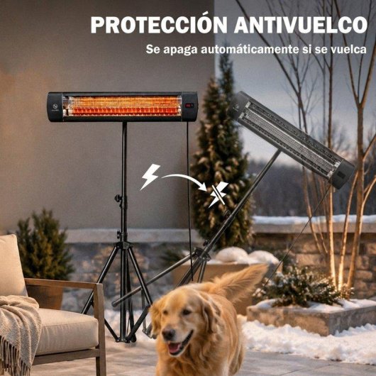 Calefactor de exterior Outsunny 842-486V90BK 2500W infrarrojo trípode