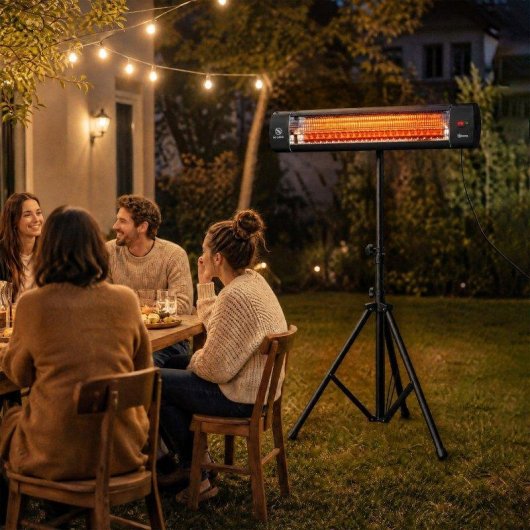 Calefactor de exterior Outsunny 842-486V90BK 2500W infrarrojo trípode