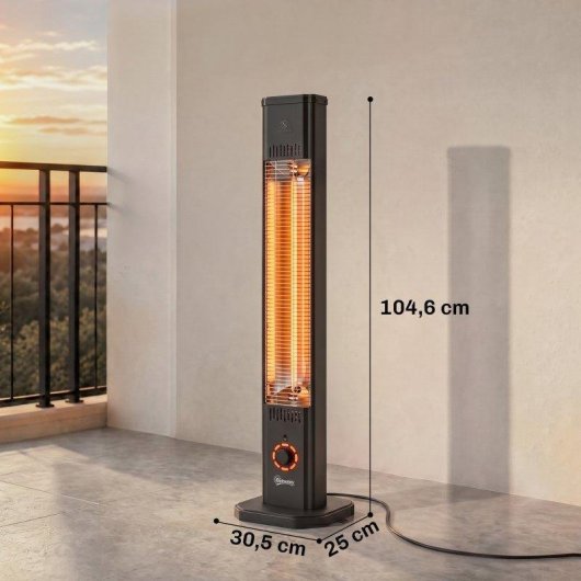 Aquecedor Infravermelhos Outsunny Terraço 2000W Pé ou Parede com Capa