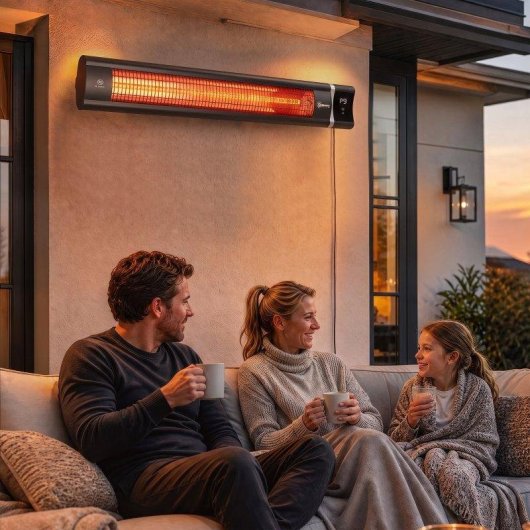 Aquecedor de Parede Outsunny 3000W IP65 9 Níveis Preto