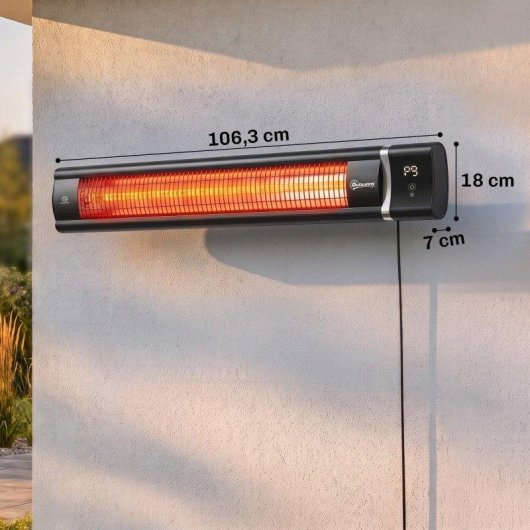 Aquecedor de Parede Outsunny 3000W IP65 9 Níveis Preto