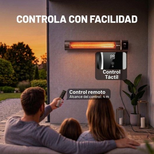 Aquecedor de Parede Outsunny 3000W IP65 9 Níveis Preto