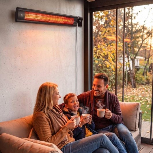 Aquecedor de Parede Outsunny 3000W IP65 9 Níveis Preto
