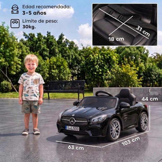 Coche eléctrico infantil Aiyaplay Mercedes-Benz SL500 12V con mando negro