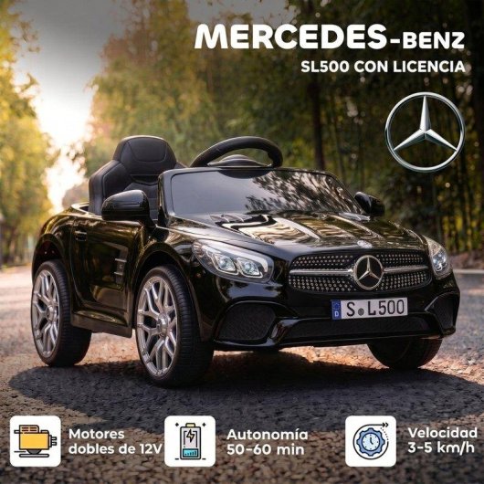 Coche eléctrico infantil Aiyaplay Mercedes-Benz SL500 12V con mando negro