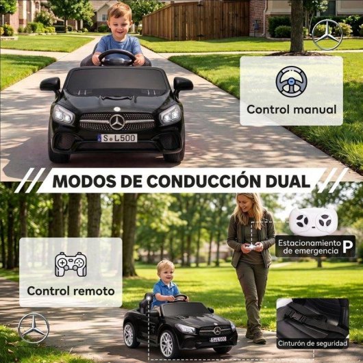 Coche eléctrico infantil Aiyaplay Mercedes-Benz SL500 12V con mando negro